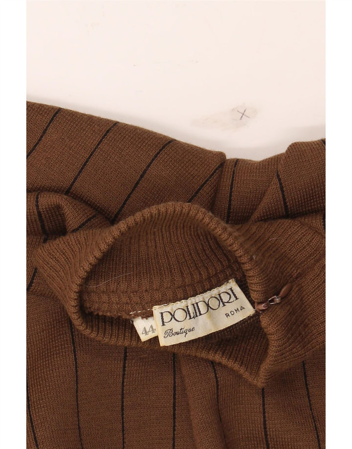 VINTAGE Womens Long Sleeve Jumper Dress IT 44 Medium Brown Striped Vintage Vintage and Second-Hand Vintage from Messina Hembry 