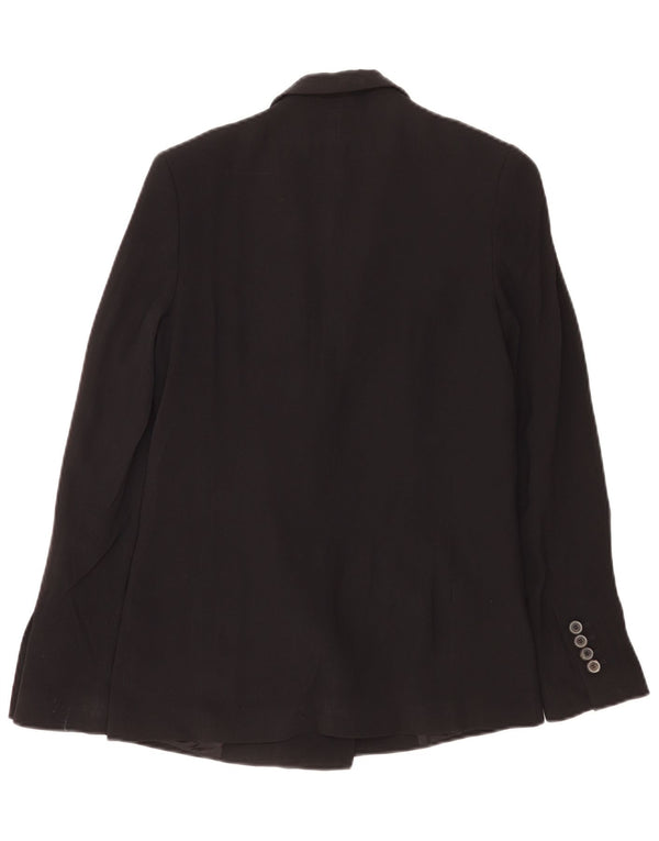 Zara Dame Dobbeltradet Blazer Jacket UK 10 Small Black Acetate