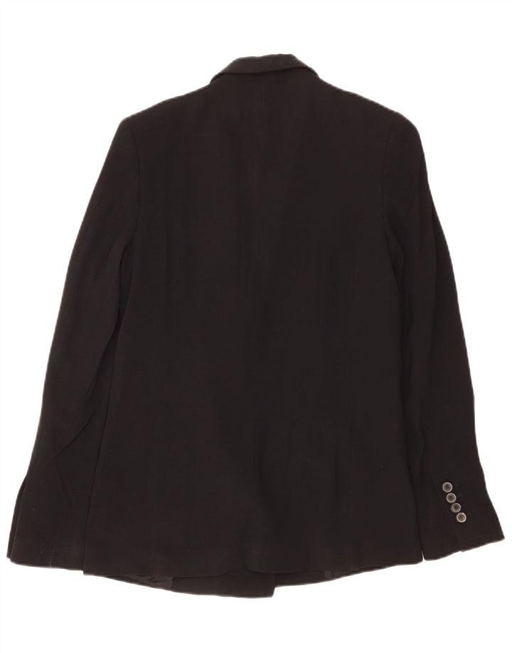 Zara Dame Dobbeltradet Blazer Jacket UK 10 Small Black Acetate
