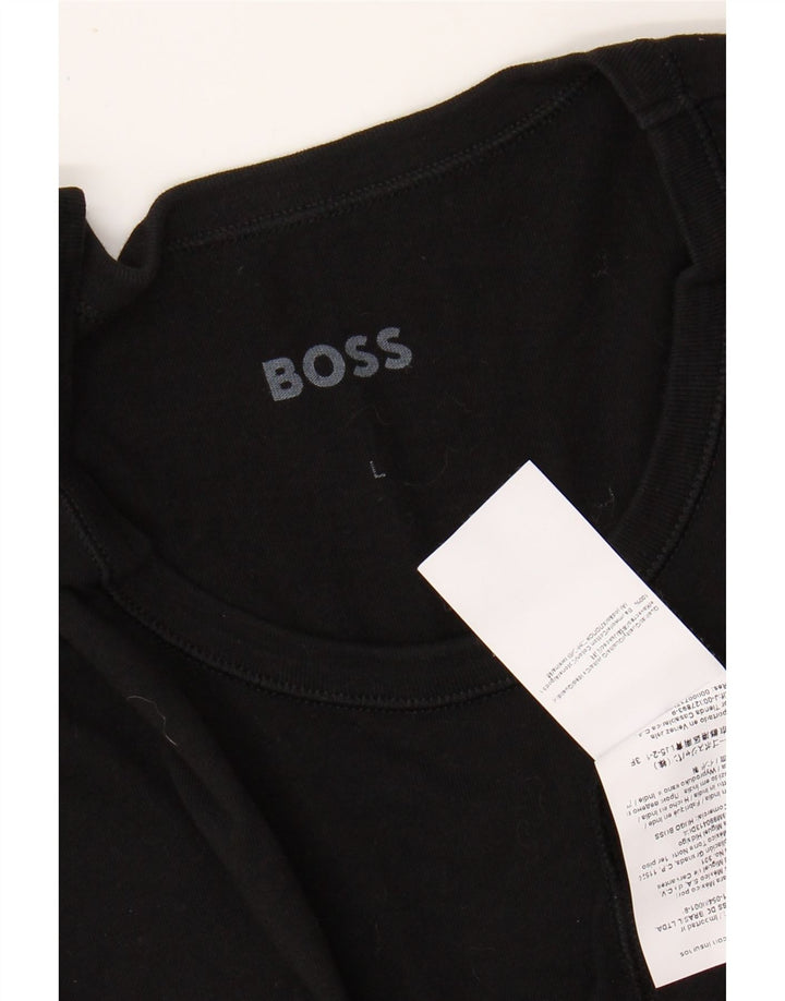 HUGO BOSS Herre T-Shirt Top Stor Sort Bomuld