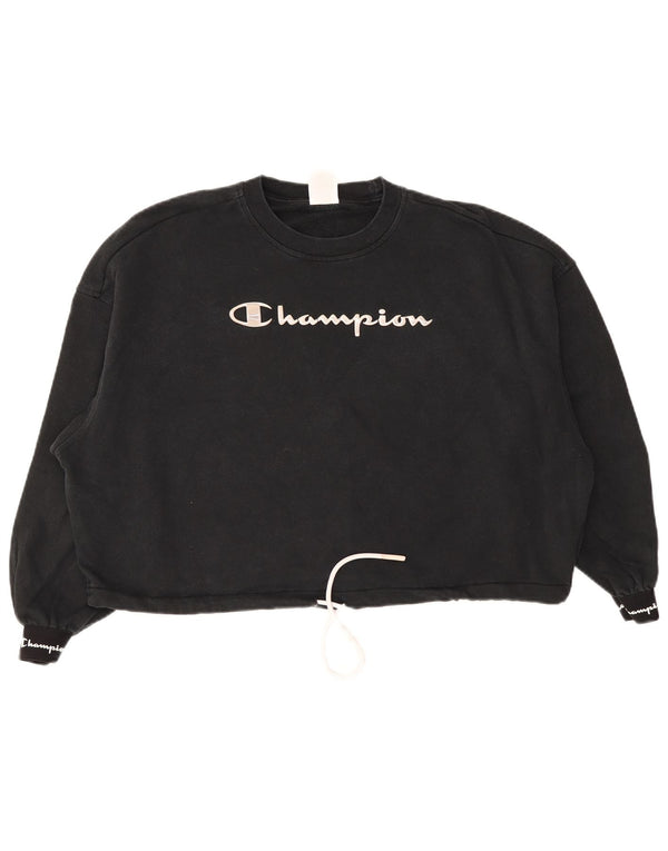 Champion Womens Grafisk Oversized Sweatshirt Jumper UK 10 Small Black