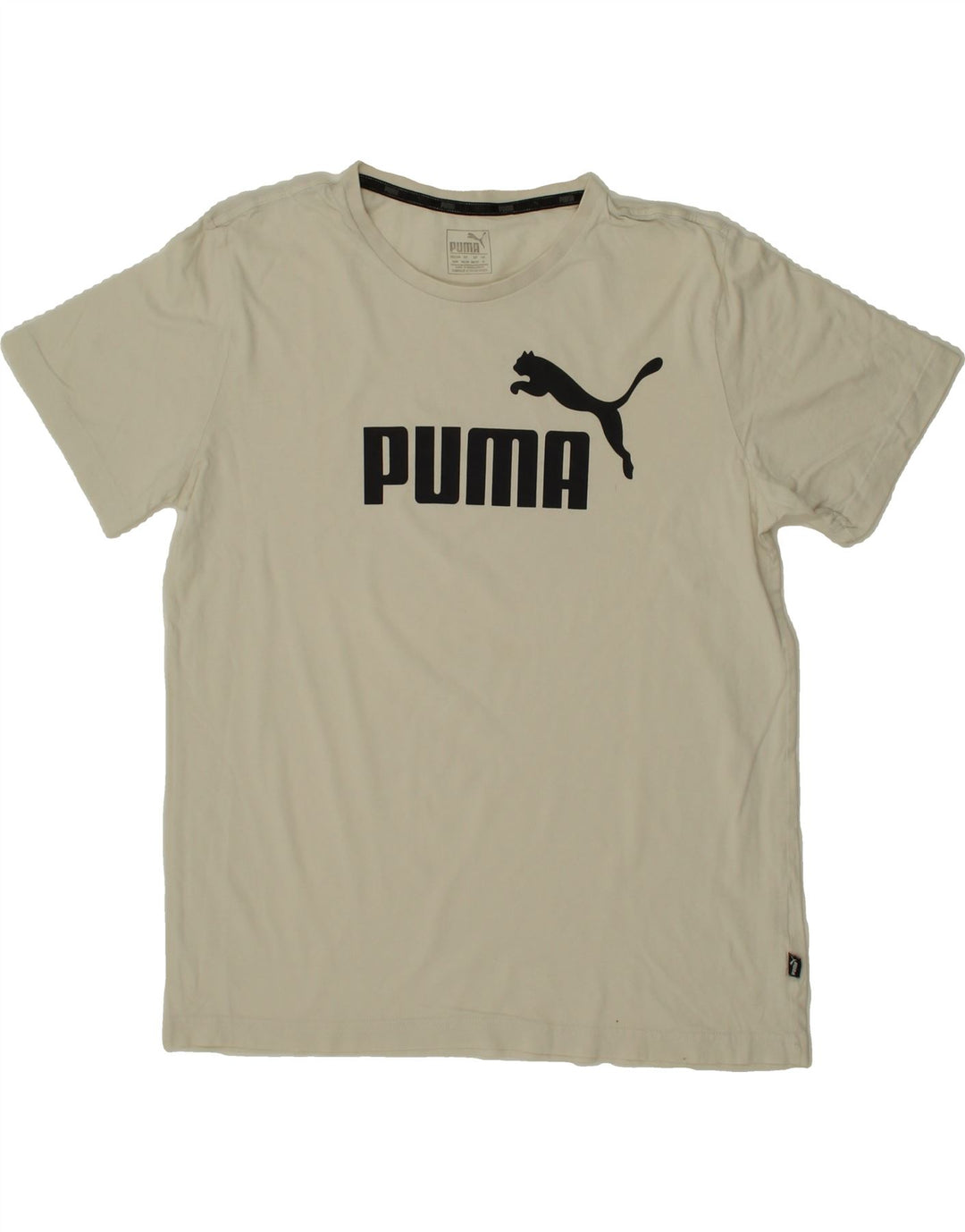 PUMA Mens Graphic T-Shirt Top Medium White Cotton Vintage Puma and Second-Hand Puma from Messina Hembry 