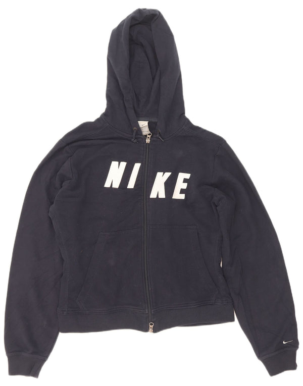 Nike grafisk hættetrøje med lynlås til kvinder UK 16/18 XL marineblå