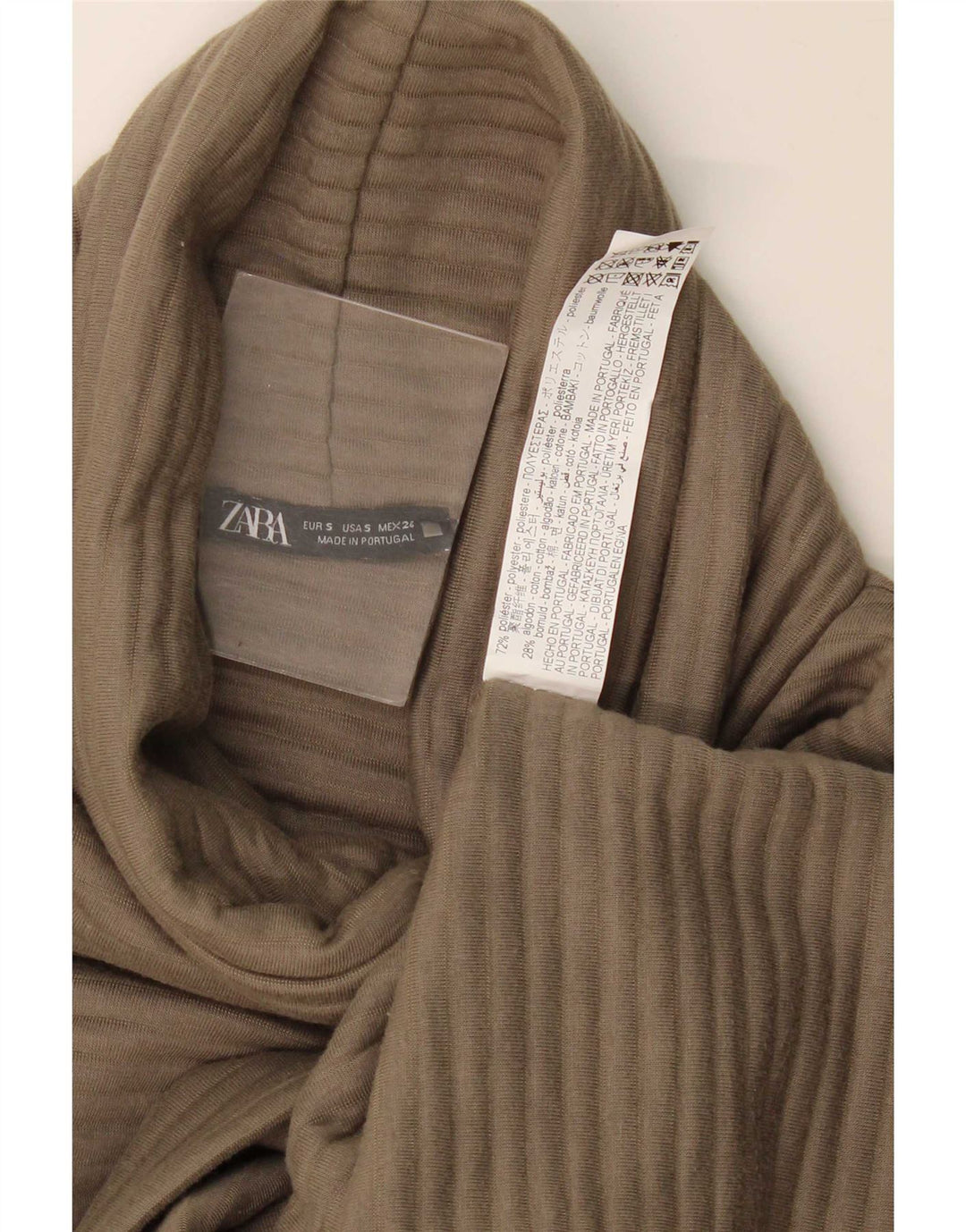 Zara Dame 3/4 ærmer Oversized Shift Dress UK 10 Small Khaki Polyester