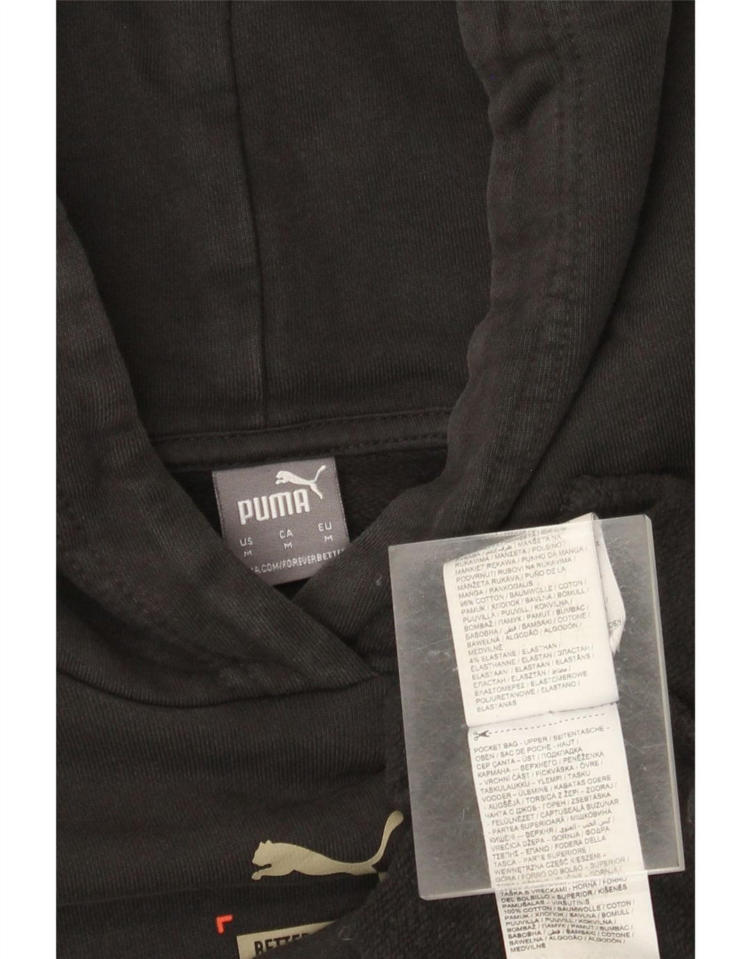 PUMA Oversized Crop hættetrøjetrøje til kvinder UK 14 Medium Sort bomuld
