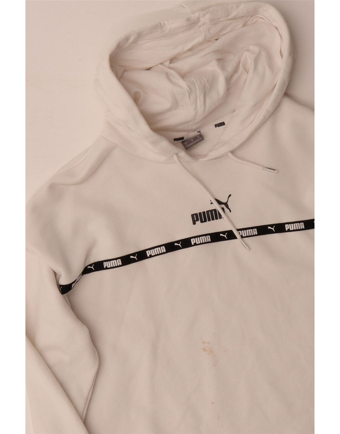 PUMA Dame Oversized Crop Grafisk Hoodie Jumper UK 14 Medium White Bomuld