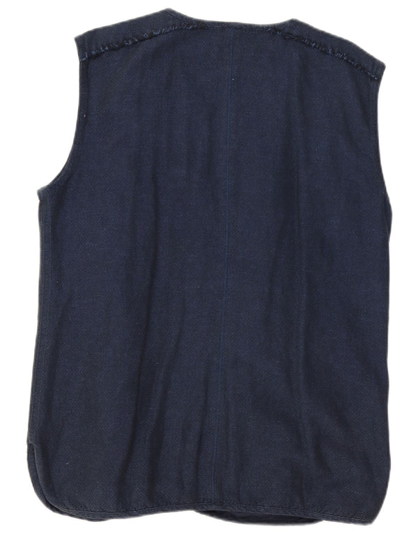 ORVIS Womens Open Longline Gilet UK 14 Medium Navy Blue Cotton