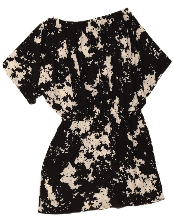 Benetton Womens Oversized Batwing A-Line Kjole UK 16 Large Black Floral