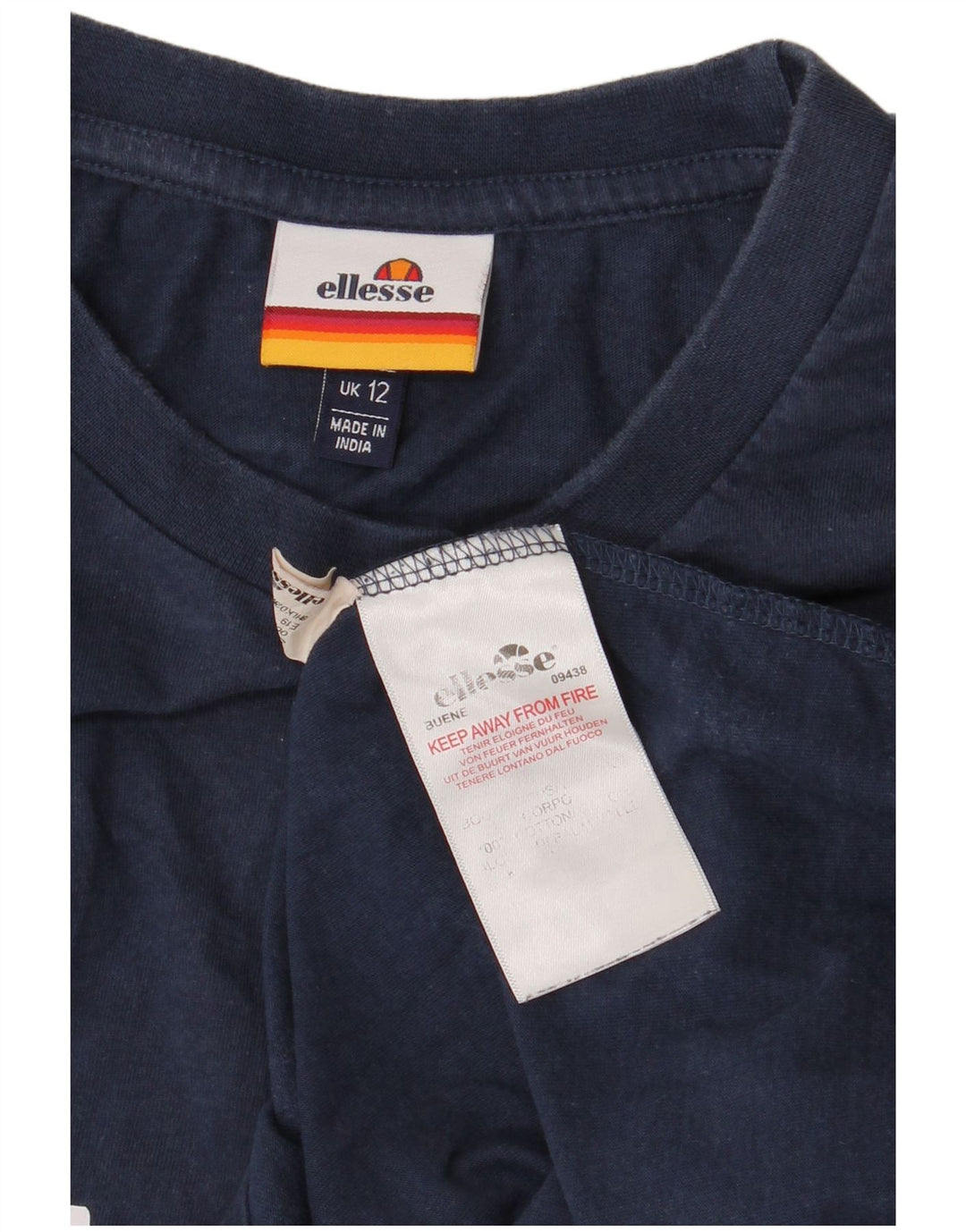 Ellesse Dame Grafisk Top Langærmet UK 12 Medium Navy Blue Bomuld