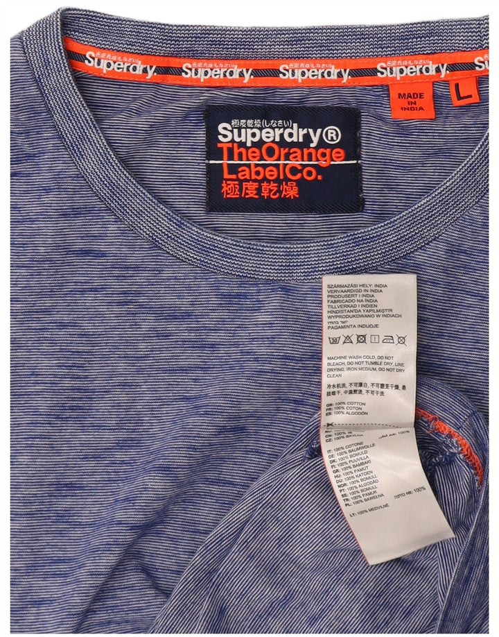 Superdry T-shirt top til mænd, stor blå flækket bomuld