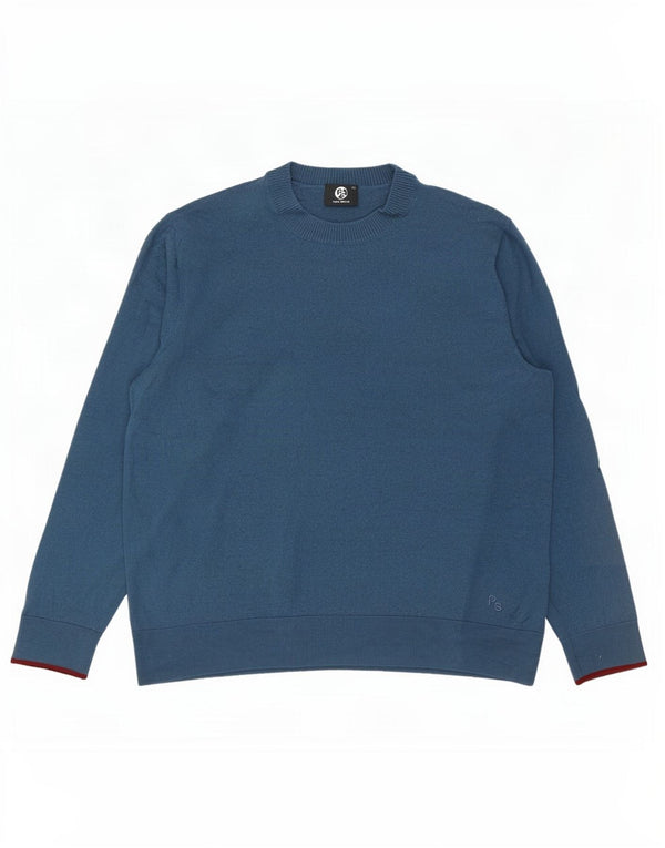 Paul Smith Boys Crew Neck Jumper Sweater 14-15 Years XL Blue Merino Wool
