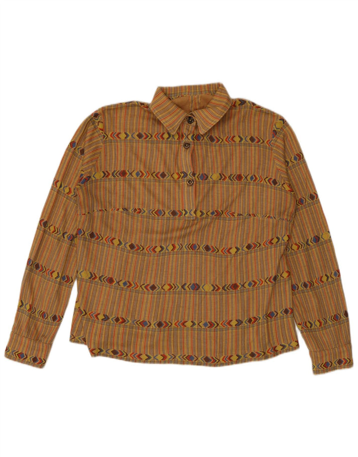 Vintage Dame Pullover Shirt UK 12 Medium Beige Stribet