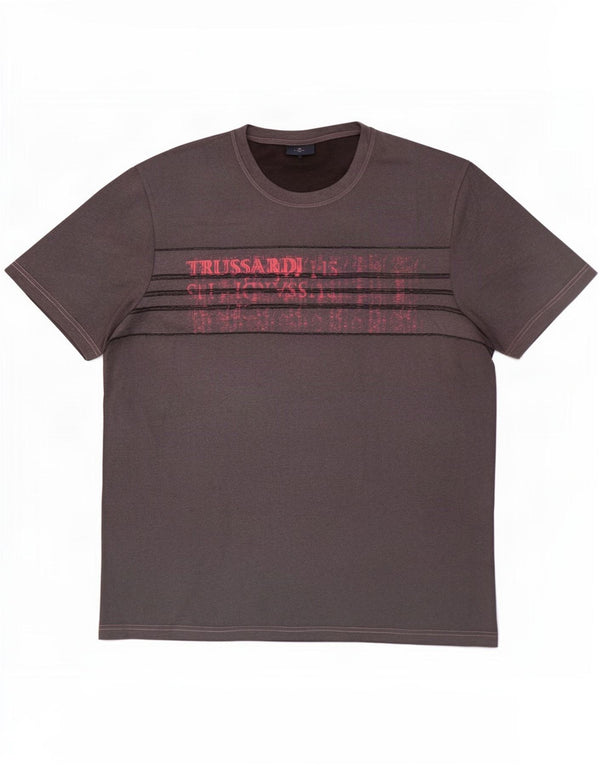 Trussardi Jeans Herre grafisk T-shirt Top XL Grå Bomuld