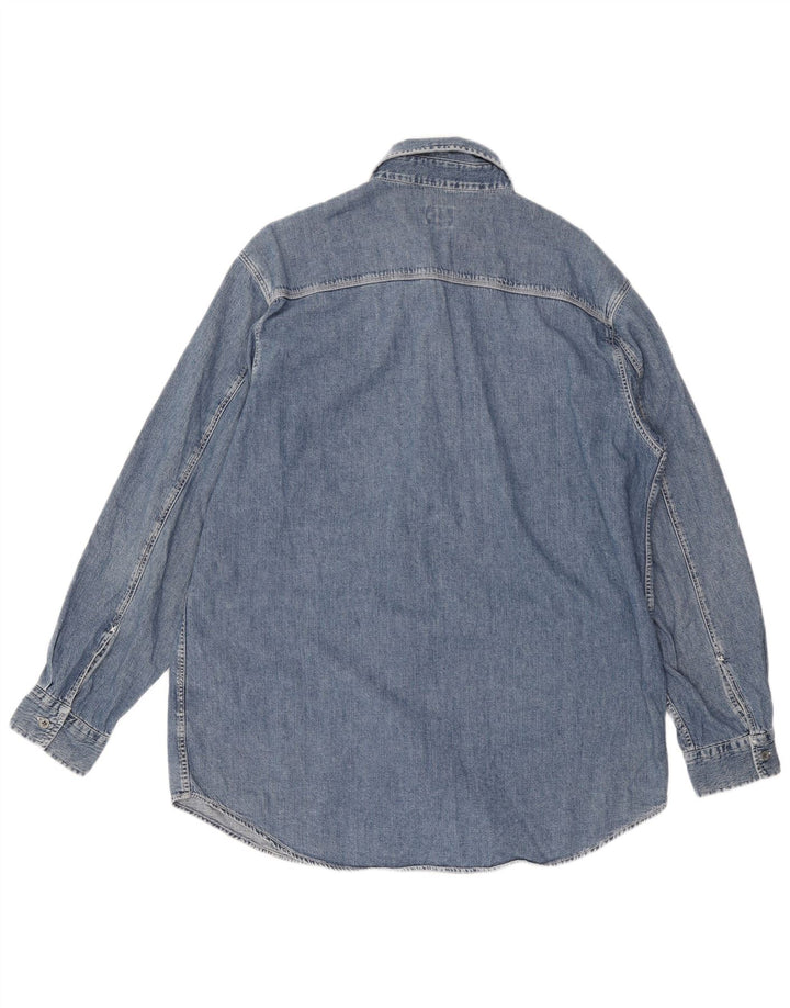 Calvin Klein Herre Denim Skjorte Stor Blå Bomuld