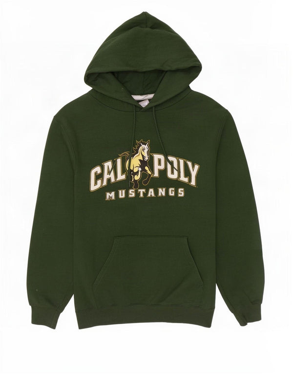 Champion Mens Cal Poly Mustangs Graphic Hoodie Jumper XS Green Cotton