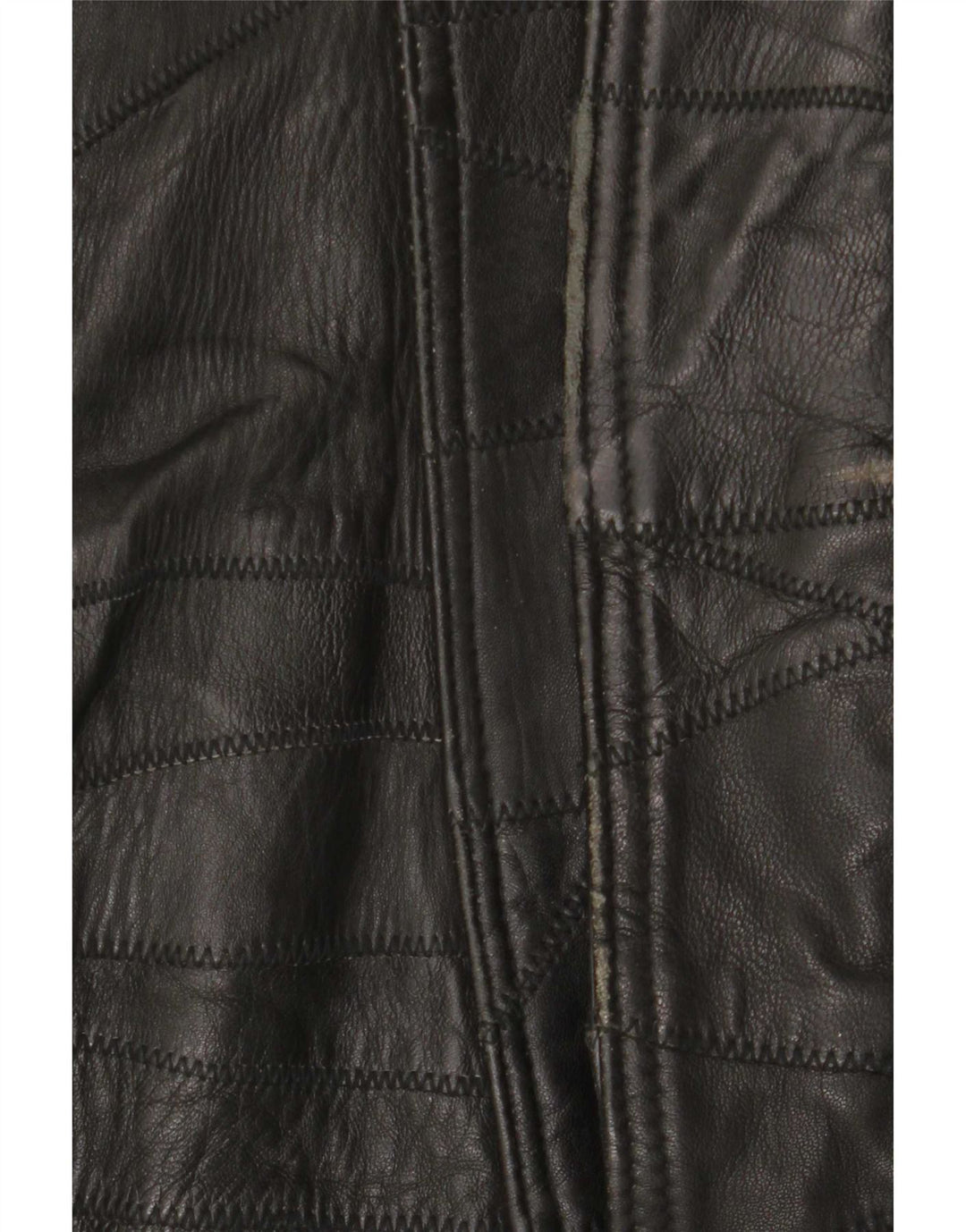 Vintage Herre grafisk læderjakke UK 40 Large Black Patchwork