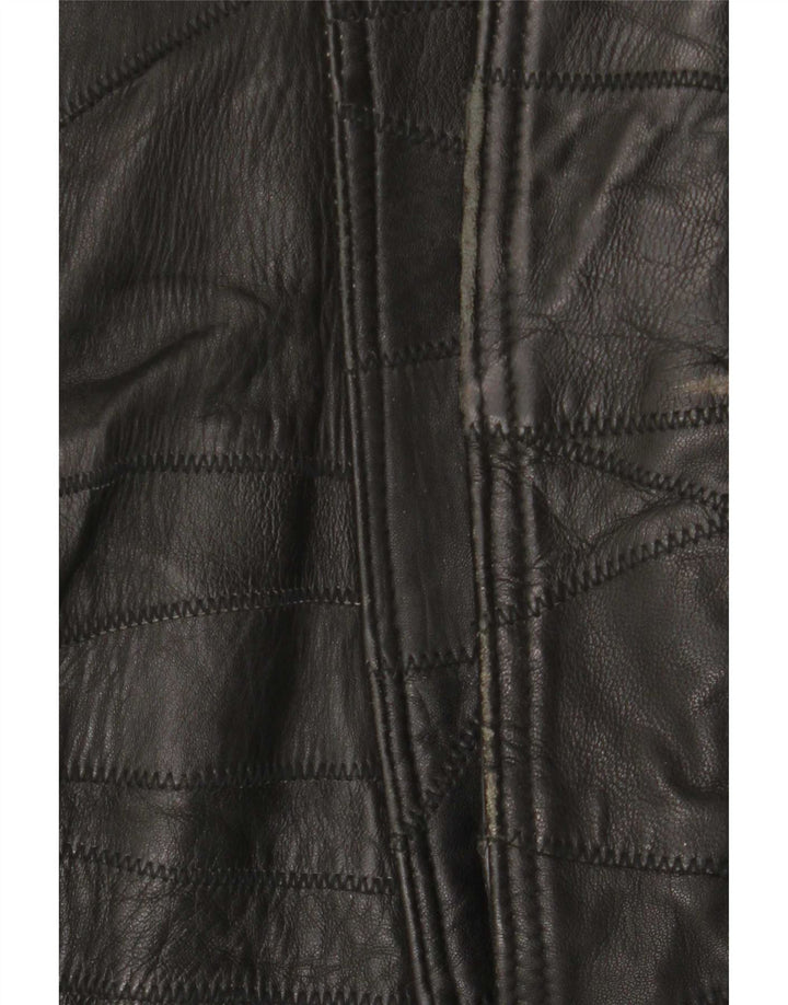 Vintage Herre grafisk læderjakke UK 40 Large Black Patchwork