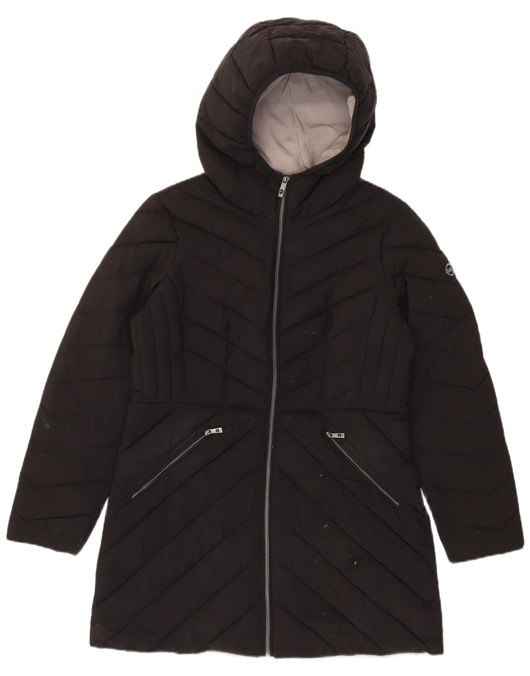 Michael Kors Dame Hætte Polstret Frakke UK 14 Medium Sort Polyester