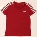 Adidas Dame T-Shirt Top UK 12/14 Medium Rød Bomuld
