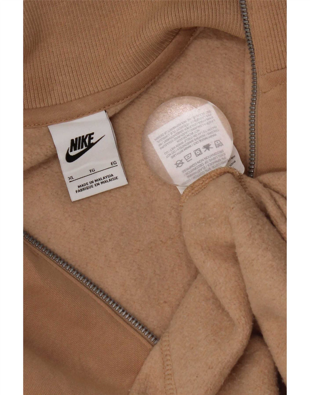 Nike Sweatshirt med lynlås til mænd XL brun bomuld