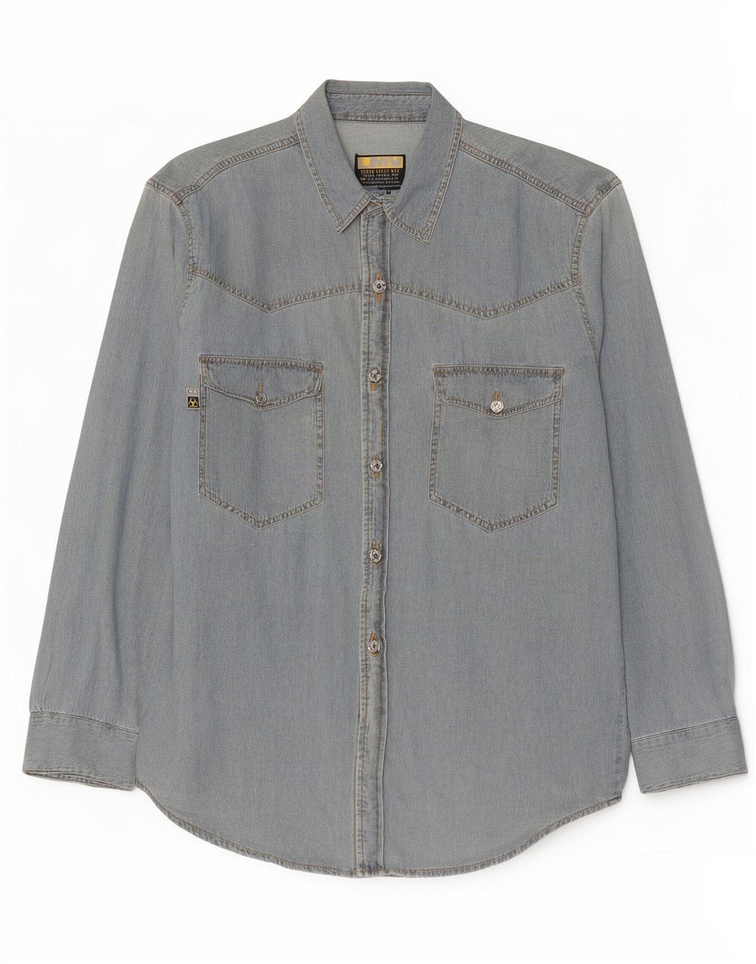 Vintage denimskjorte til mænd, stor blå