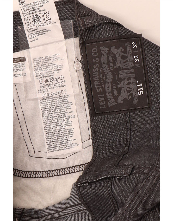 LEVI'S Herre 511 Slim Jeans W32 L32 Marineblå Bomuld