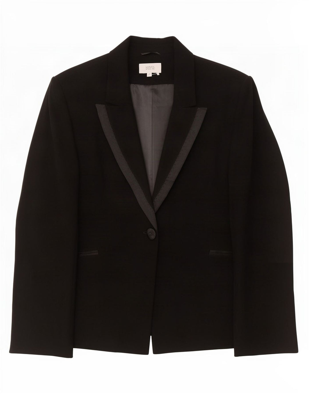 Marks & Spencer Dame 1 Knap Blazer Jakke UK 22 3XL Sort Acetat