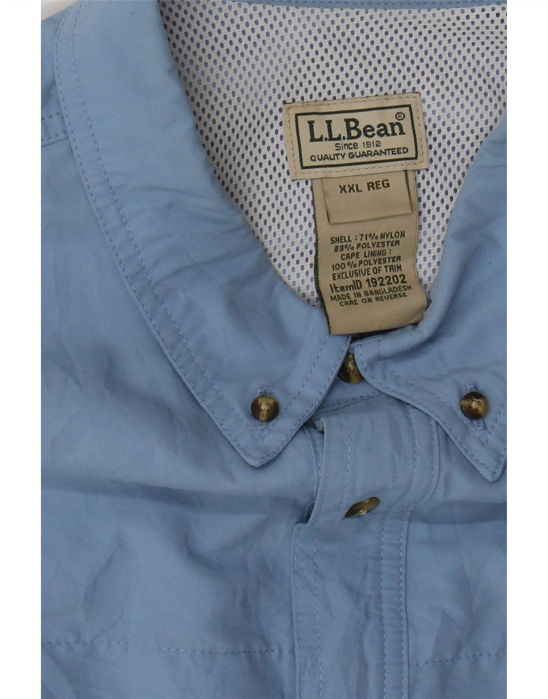 L.L.BEAN Mens Oversized Shirt 2XL Blue Nylon Vintage L.L.Bean and Second-Hand L.L.Bean from Messina Hembry 