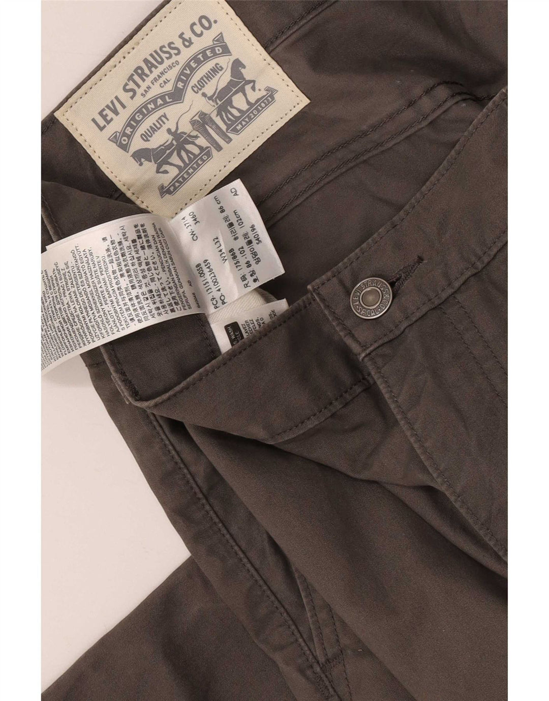Levi's Straight Chino-bukser til mænd W34 L32 Grå bomuld