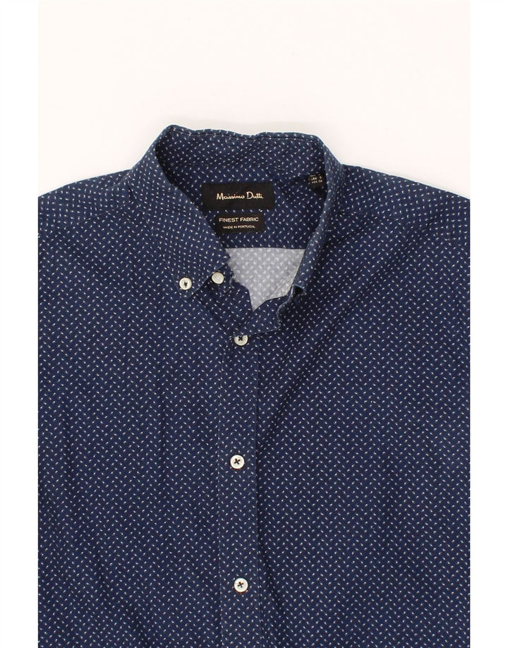 MASSIMO DUTTI Mens Shirt Small Navy Blue Spotted Vintage Massimo Dutti and Second-Hand Massimo Dutti from Messina Hembry 