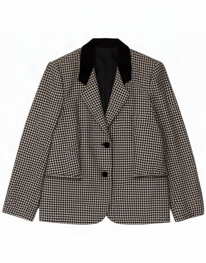Persona Womens 2 Button Blazer Jacket Size 17 Small Black Houndstooth Wool