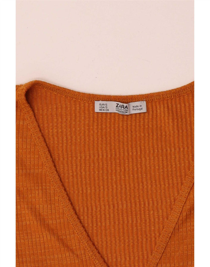Zara T-Shirt Top UK 10 Small Orange