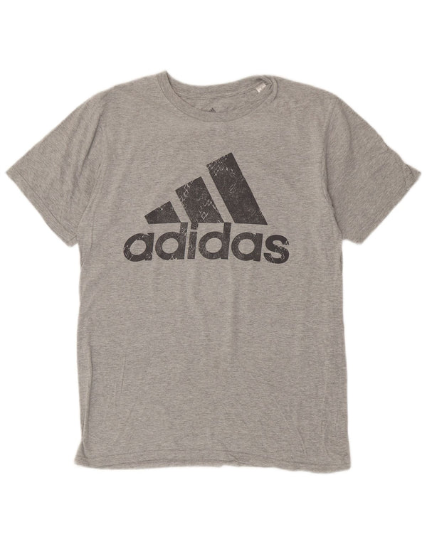 ADIDAS Grafisk T-shirt til mænd, mellemgrå bomuld