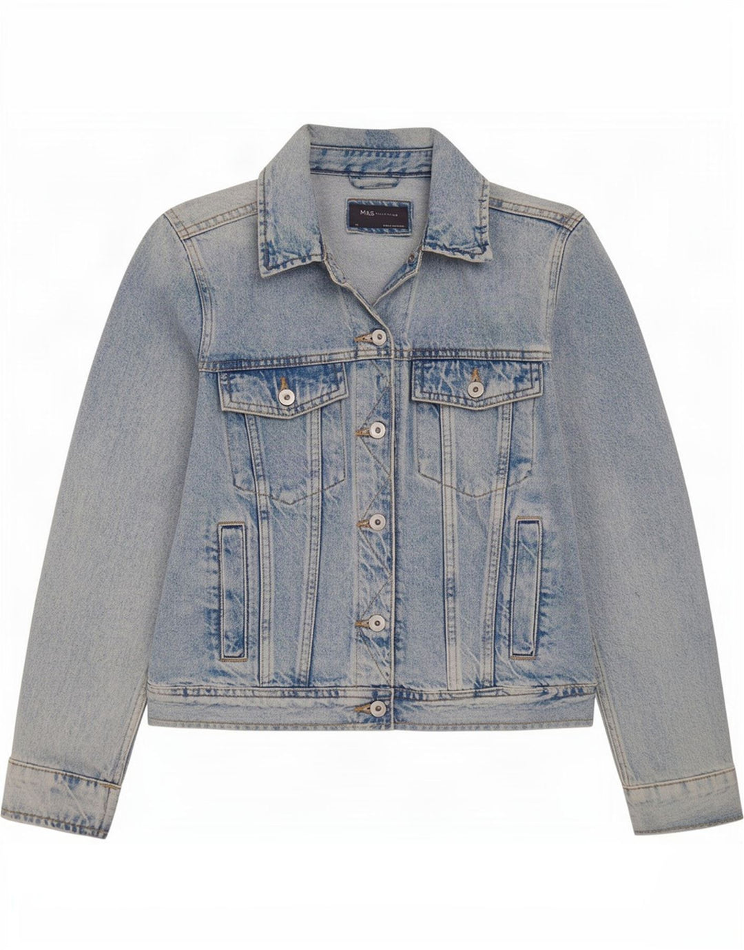 Marks & Spencer Dame denimjakke UK 14 Medium Blue Cotton