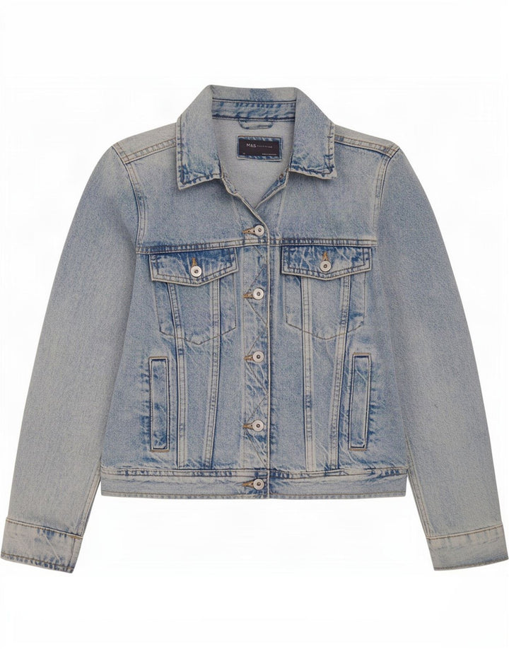 Marks & Spencer Dame denimjakke UK 14 Medium Blue Cotton