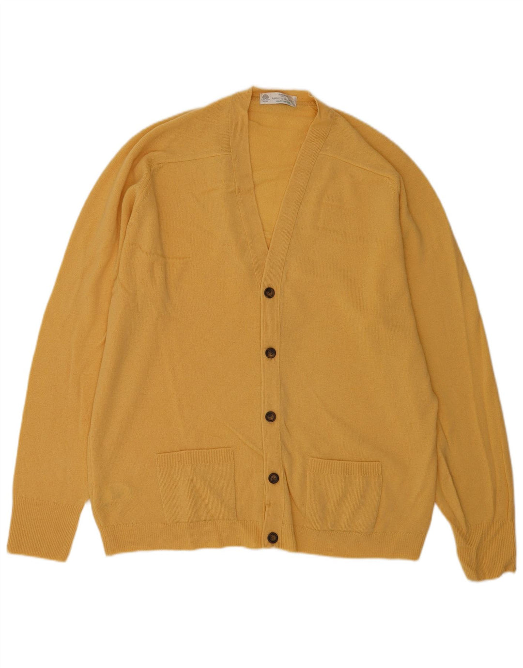Marks & Spencer Herre Cardigan Sweater XL Gul Virgin Wool