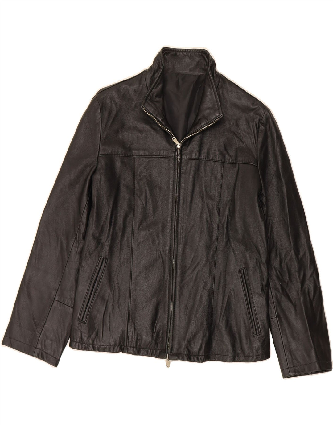 VINTAGE Womens Leather Jacket IT 46 Large Black Leather Vintage Vintage and Second-Hand Vintage from Messina Hembry 