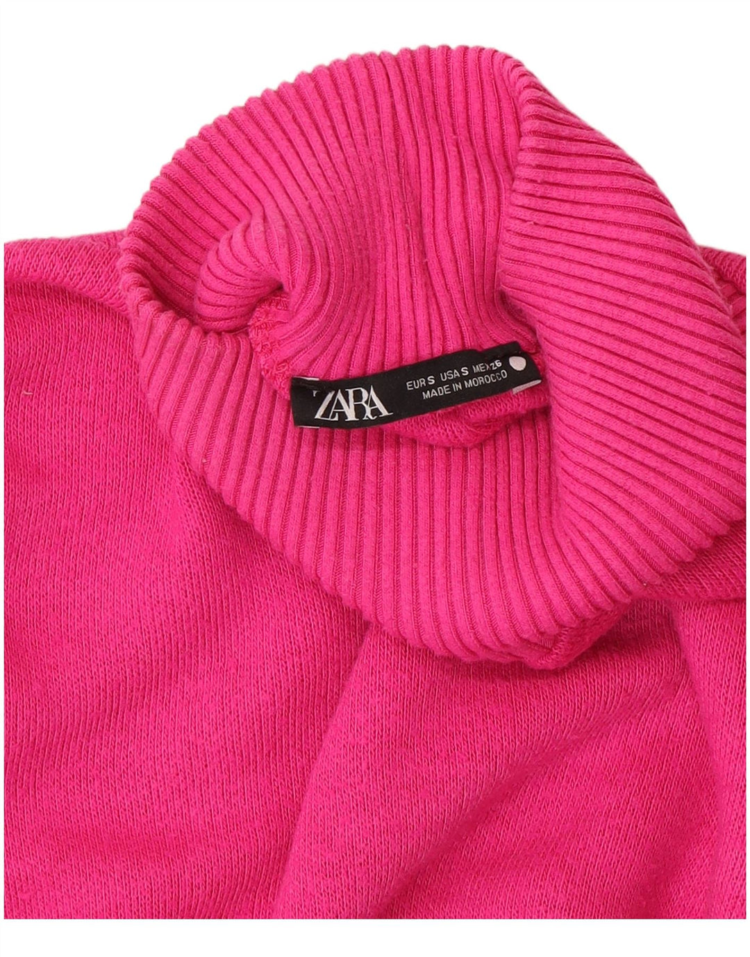 Zara Womens Crop Oversized Turtle Neck Jumper Sweater UK 10 Small Pink