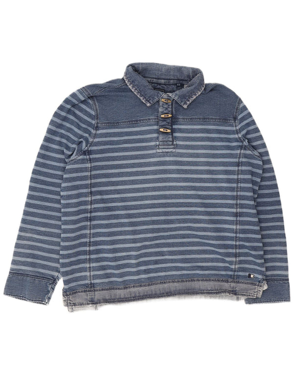 Fat Face Herre Polo Neck Sweatshirt Jumper XL Blå Stribet Bomuld
