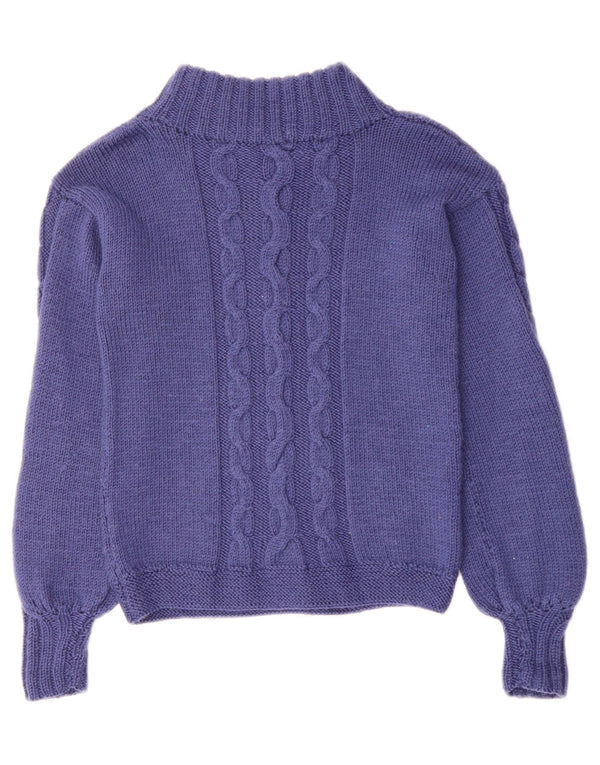 VINTAGE Dame Turtle Neck Sweater UK 10 Small Navy Blue