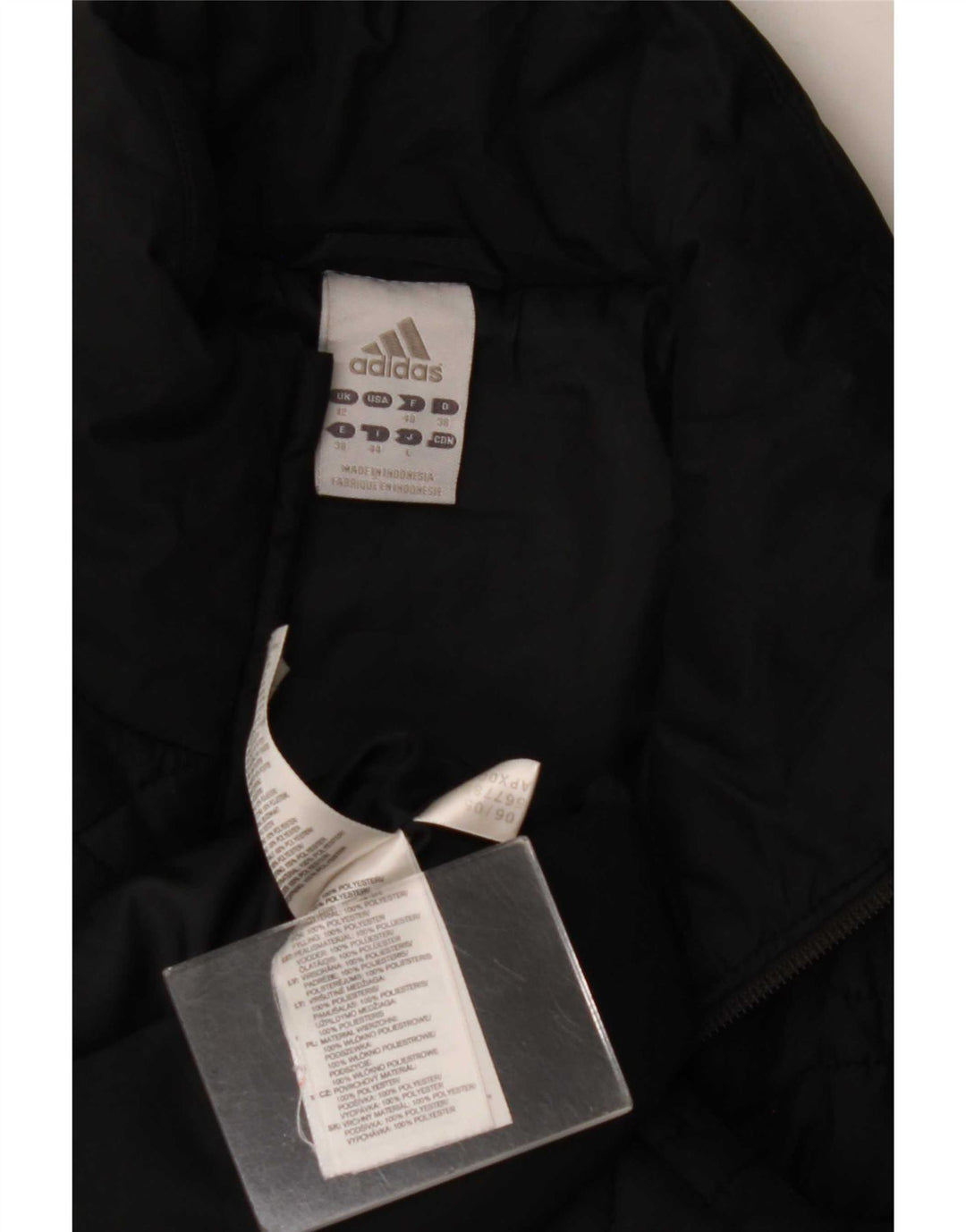 Adidas Quiltet jakke til kvinder UK 12 Medium Sort Polyester