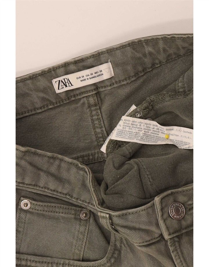Zara Herre Denim Shorts EU 38 Small W30 Khaki Bomuld