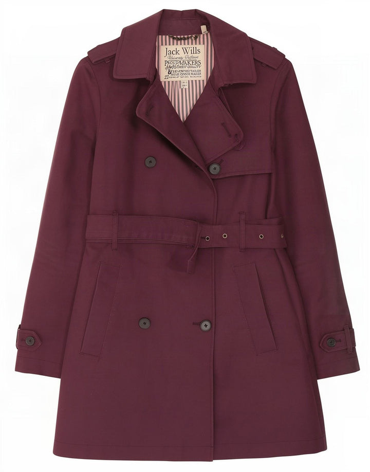 Jack Wills Dame Trench Coat UK 10 Lille rødbrun bomuld