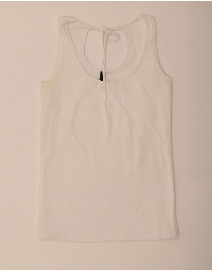 Benetton Dame ærmeløs bluse Top UK 12 Medium White
