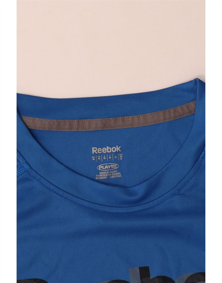 Reebok Herre grafisk T-shirt Top Medium Blue Colourblock Polyester