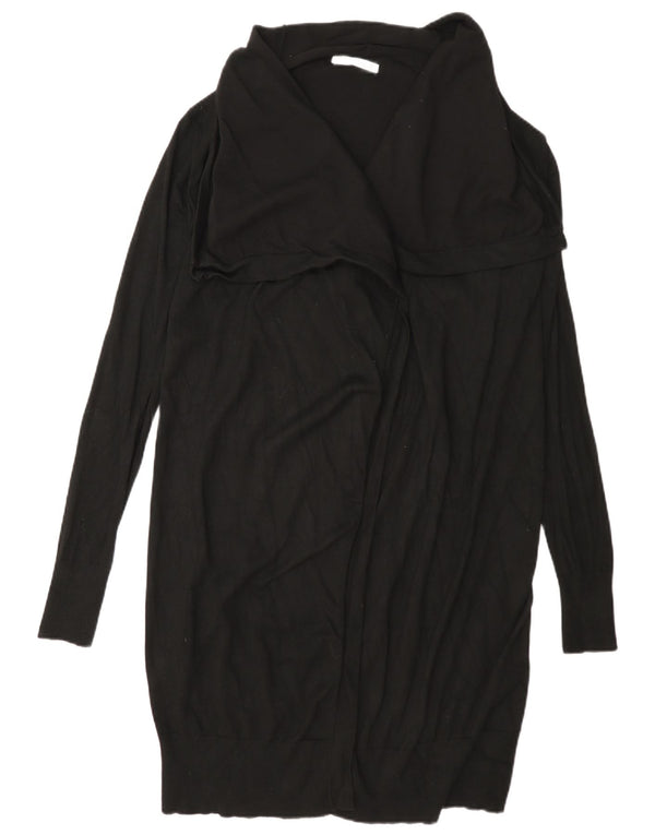 Zara Womens Longline Open Cardigan Sweater UK 12 Medium Black Viscose