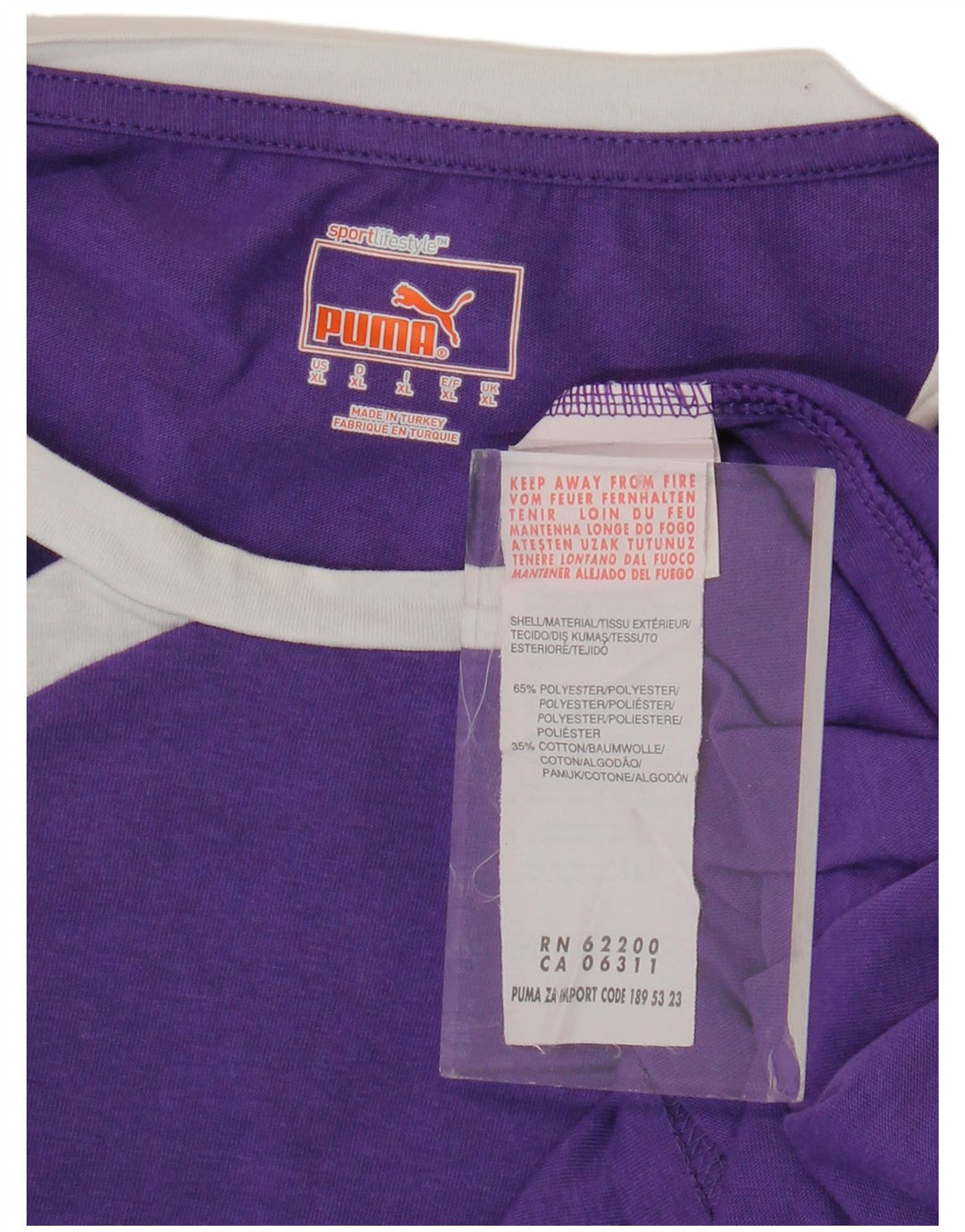 PUMA Herre grafisk T-shirt Top XL Lilla Colourblock Polyester