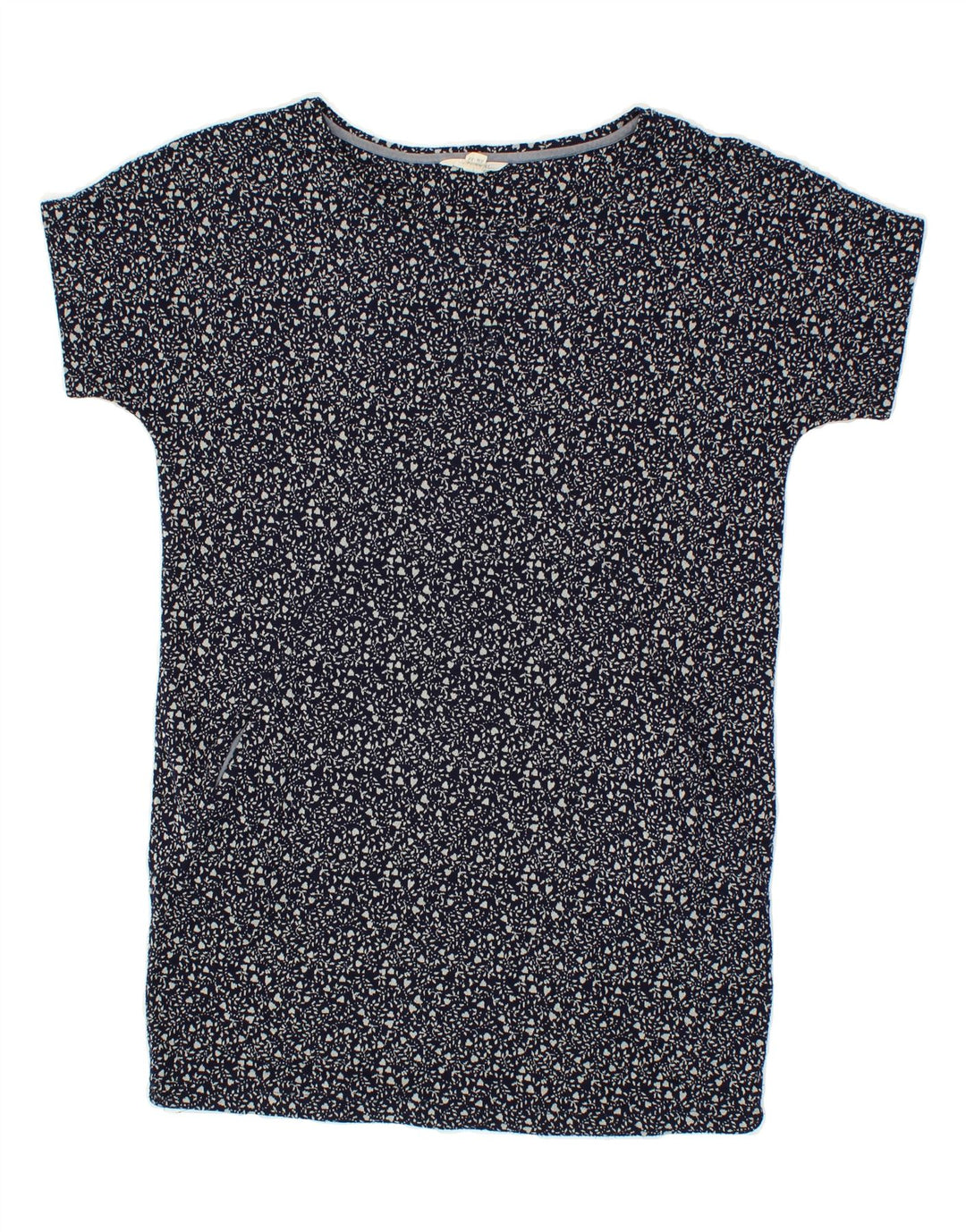 WHITE STUFF Womens Abstract Pattern T-Shirt Top UK 10 Small Navy Blue Vintage White Stuff and Second-Hand White Stuff from Messina Hembry 