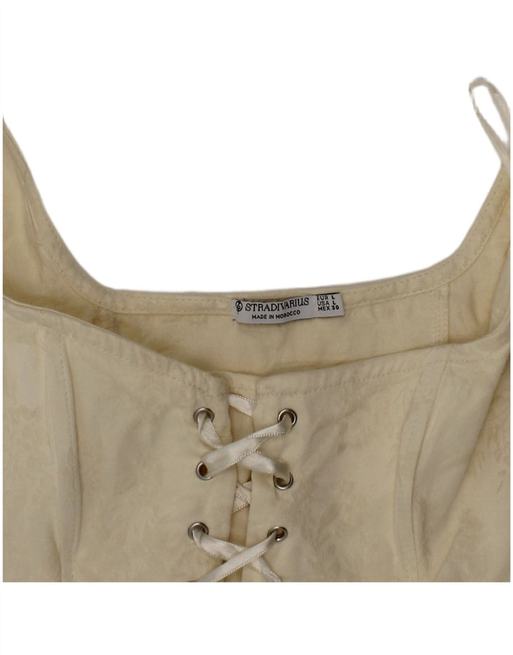 Stradivarius Dame Crop Corset Top Large Off White