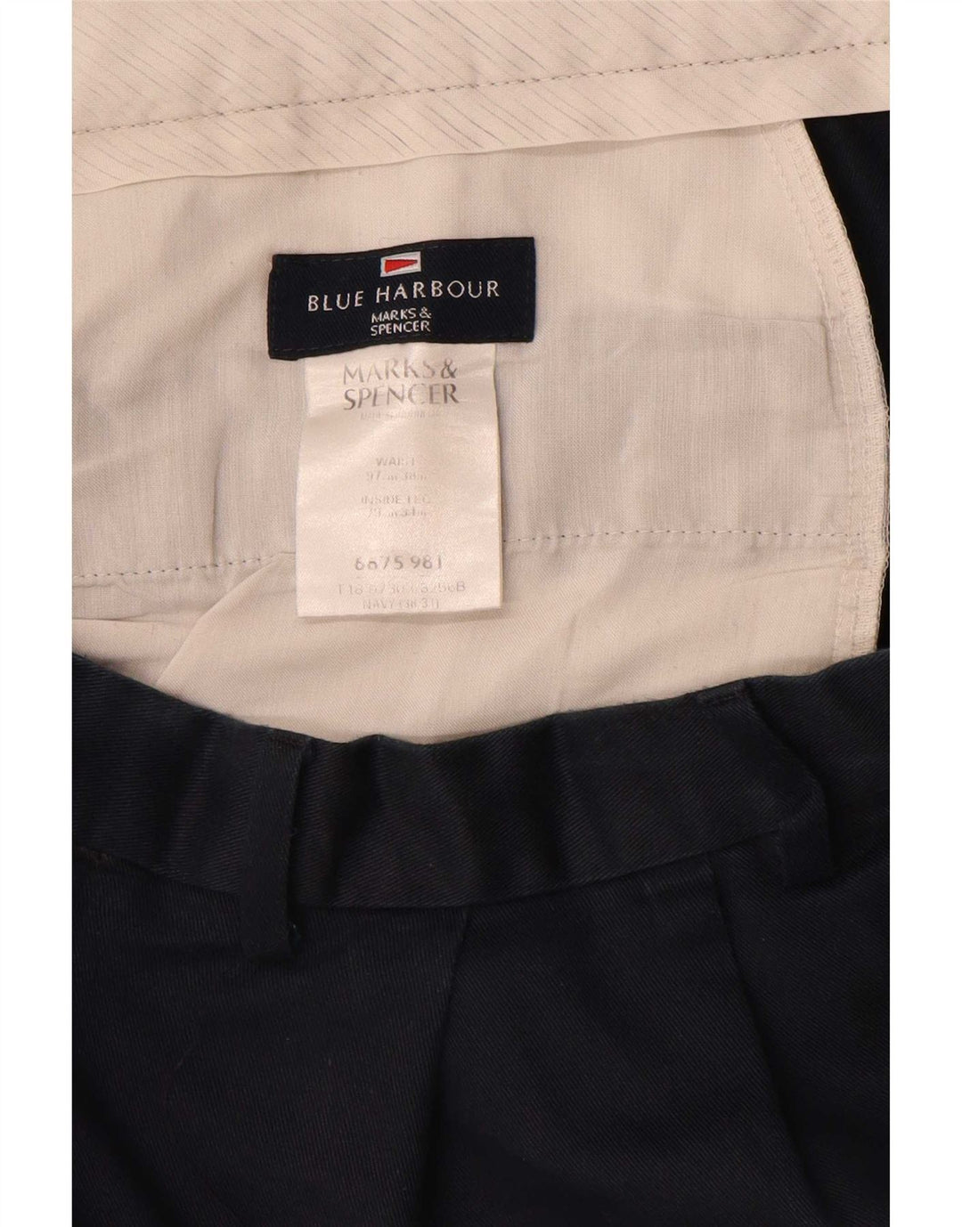 Marks & Spencer Herre Blue Harbor Pegged Suit Bukser W38 L31 Navy Blue